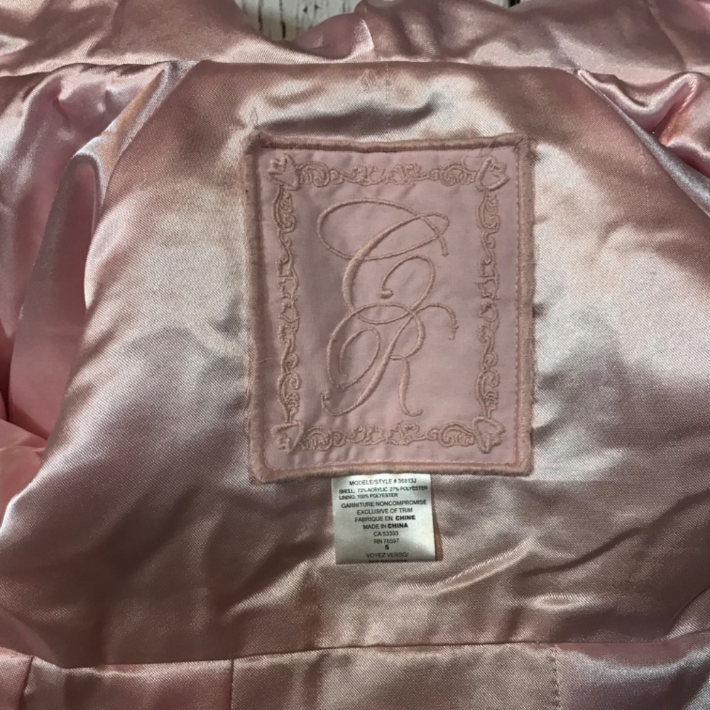 Girls Pink Faux Fur Jacket - Picture 3 of 4